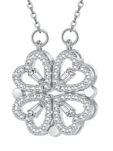 4 Heart Magnetic Clover Silver Necklace
