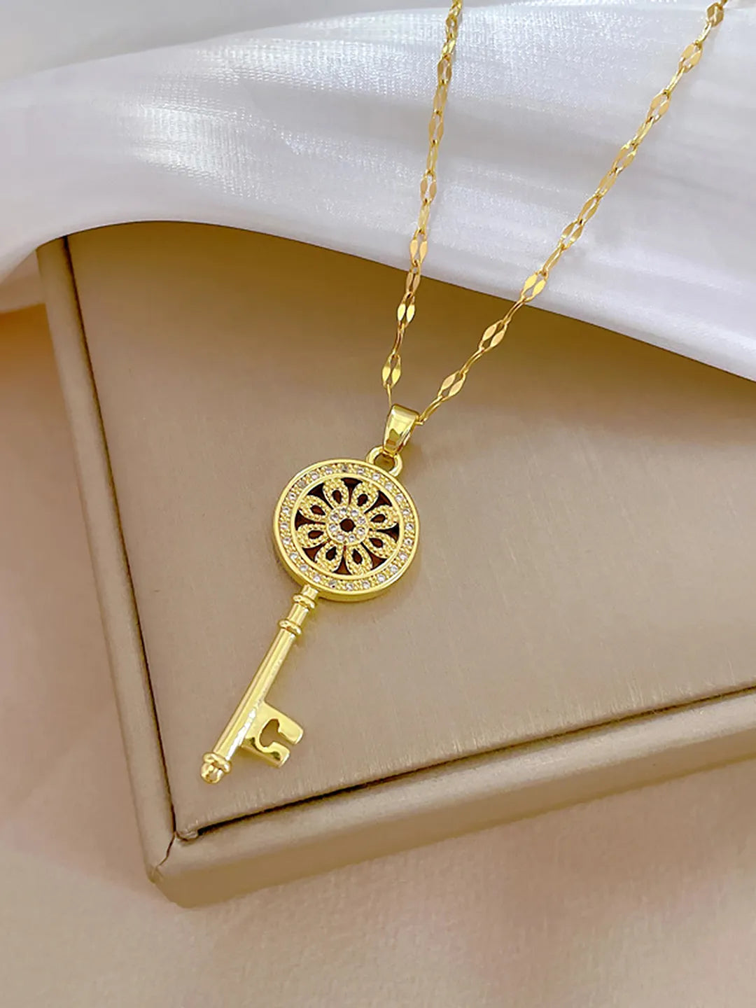 Key to Radiance CZ Pendant Chain