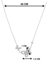 Dual Butterfly CZ Engraved Pendant Necklace