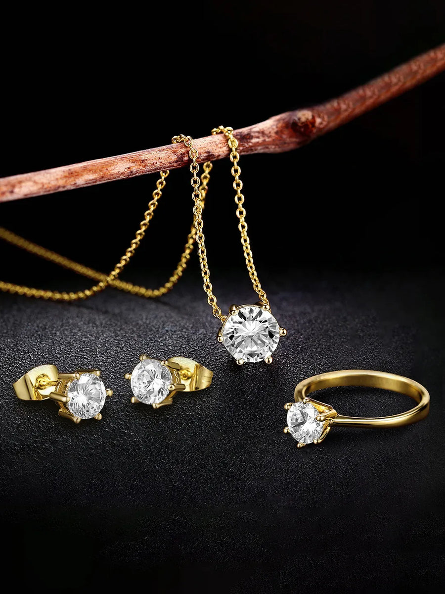 Timeless Crystal Solitaire Pendant Set