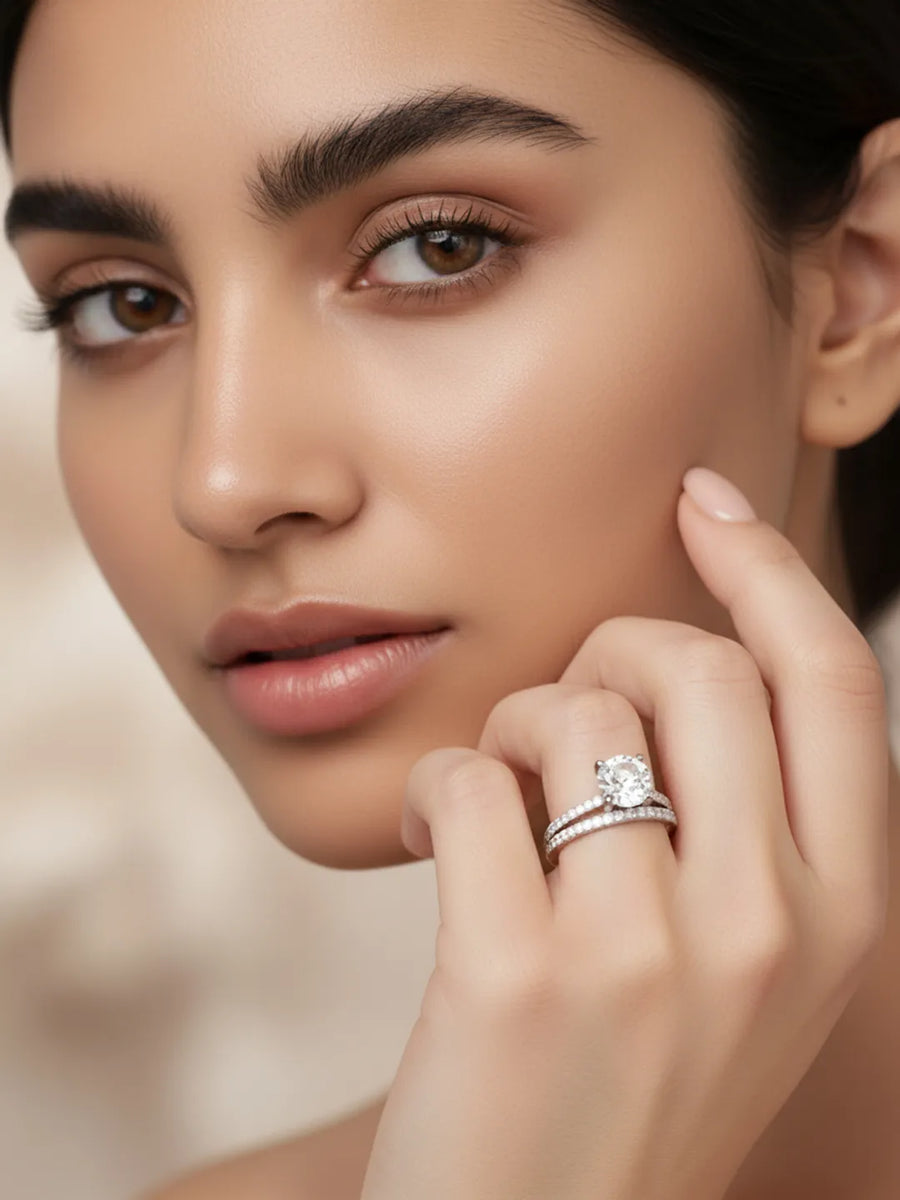 Silver Glow with CZ Charm Rings
