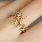 Floral Diamond Drop Gold Pendant Set with Ring