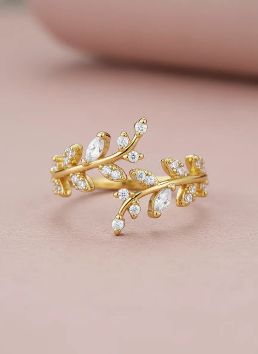 Garden Grace Crystal Branch Ring Band