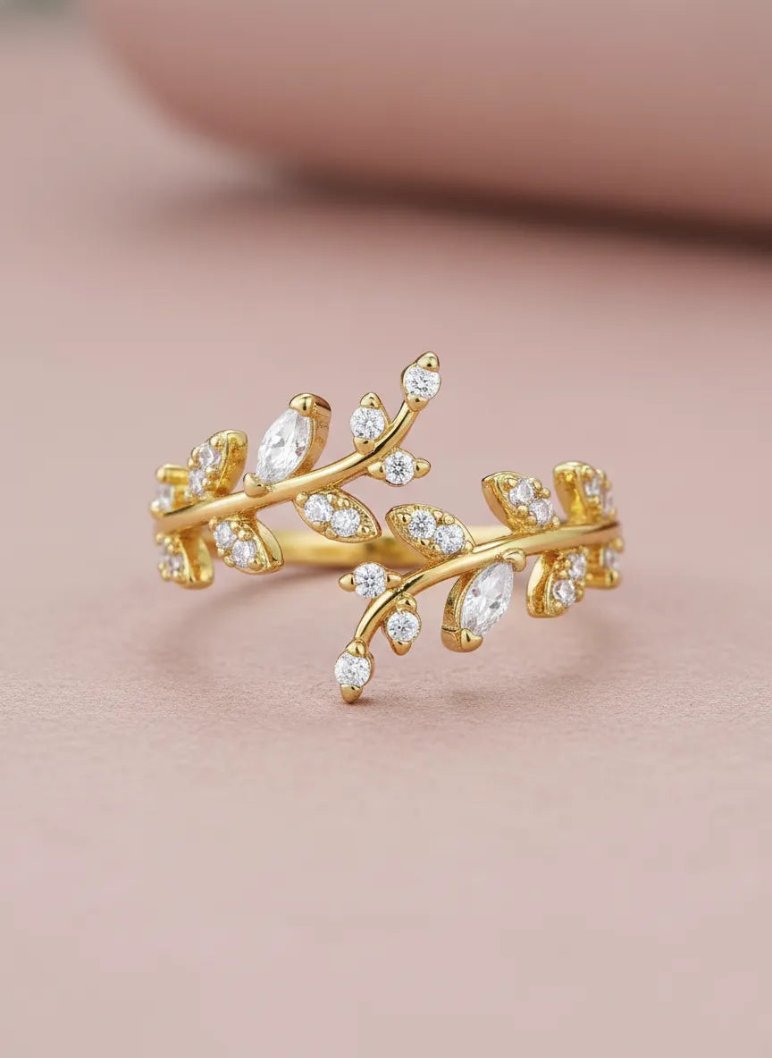 Garden Grace Crystal Branch Ring Band