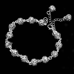 Antique Silver Filigree Bead Chain Bracelet