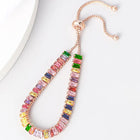 Baguette Studded Adjustable Bracelet - Multi