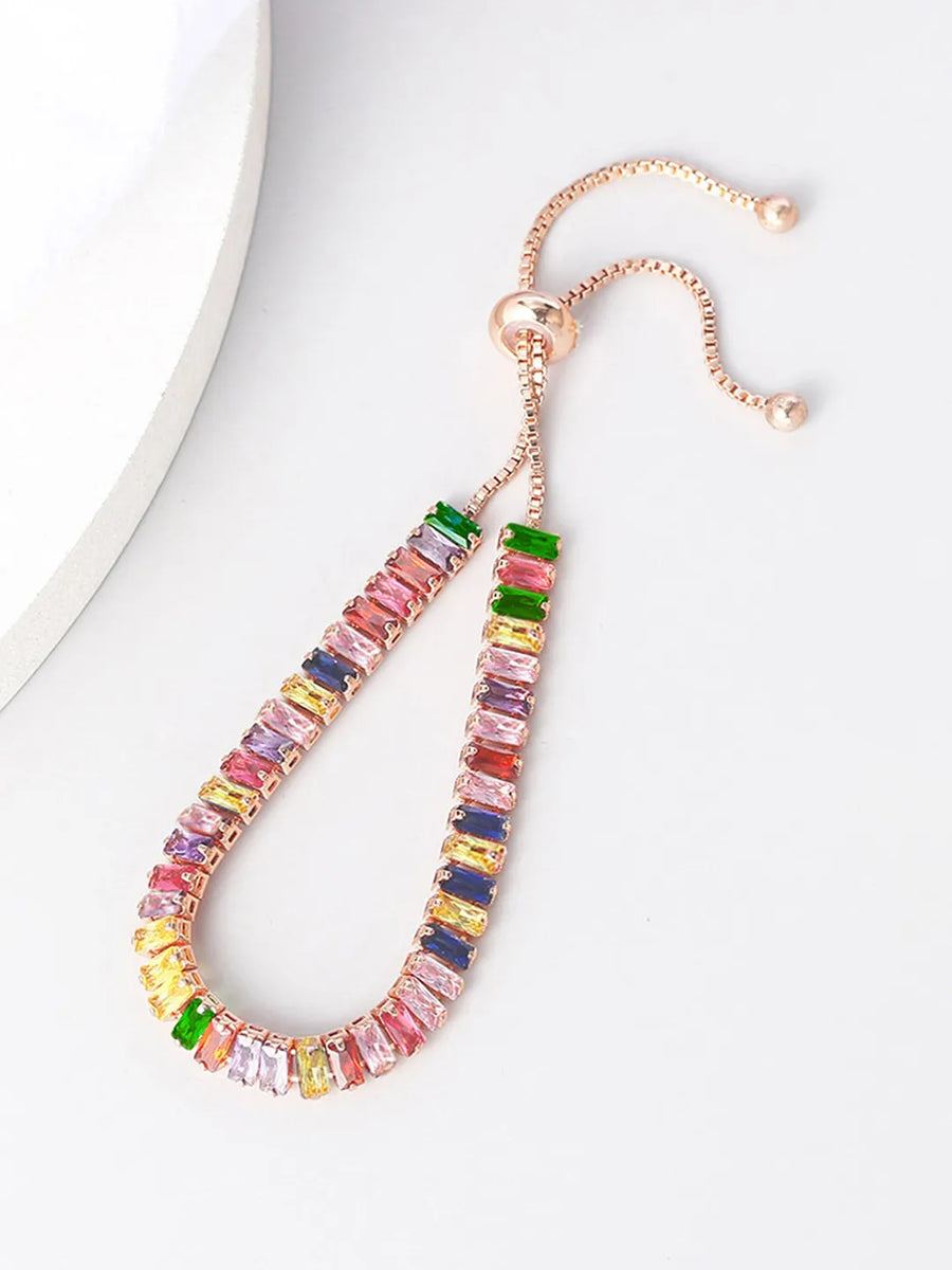 Baguette Studded Adjustable Bracelet - Multi