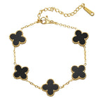 Gilded Clover Luck Charm Bracelet - Black