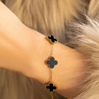 Gilded Clover Luck Charm Bracelet - Black