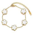 Gilded Clover Luck Charm Bracelet - Gold-White