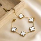 Gilded Clover Luck Charm Bracelet - Gold-White