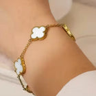 Gilded Clover Luck Charm Bracelet - Gold-White