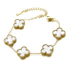 Gilded Clover Luck Charm Bracelet - Gold-White