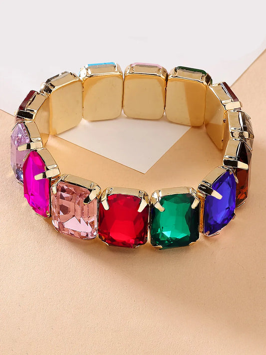Regal Radiance Crystal Elastic Bracelet