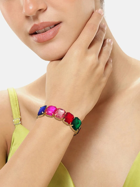 Regal Radiance Crystal Elastic Bracelet