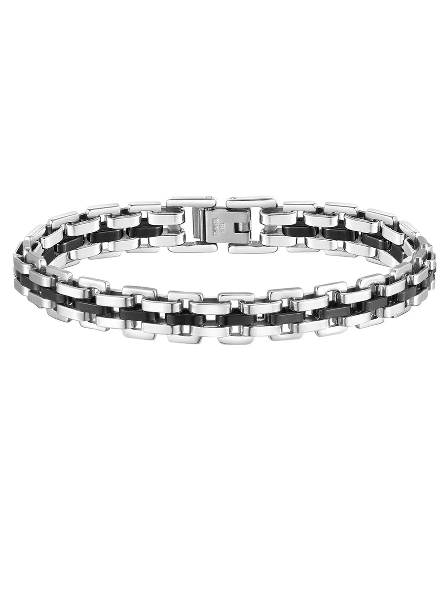 Men’s Dual Tone Steel Link Bracelet