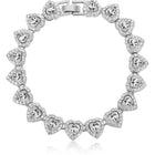 Heart Shaped Halo Tennis Silver Bracelet