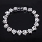 Heart Shaped Halo Tennis Silver Bracelet