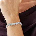 Heart Shaped Halo Tennis Silver Bracelet