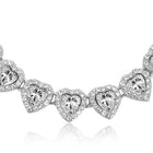 Heart Shaped Halo Tennis Silver Bracelet