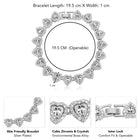 Heart Shaped Halo Tennis Silver Bracelet