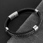 Elegant Weave Leather and Metal Cuff Bracelet