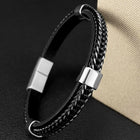 Elegant Weave Leather and Metal Cuff Bracelet