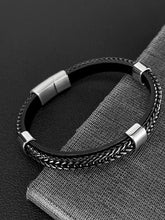 Elegant Weave Leather and Metal Cuff