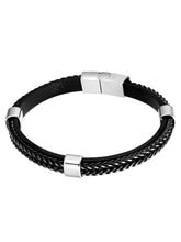 Elegant Weave Leather and Metal Cuff
