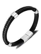 Elegant Weave Leather and Metal Cuff