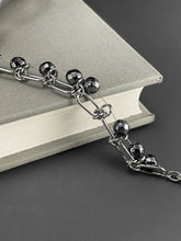 Hematite Beaded Charm Chain Bracelet