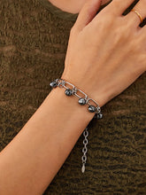 Hematite Beaded Charm Chain Bracelet