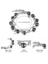 Hematite Beaded Charm Chain Bracelet