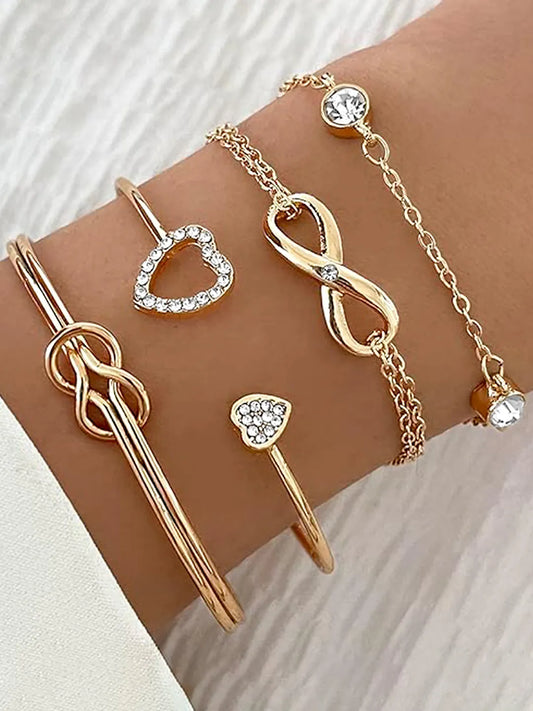 Set of 4 Timeless Heart & Infinity Cuffs