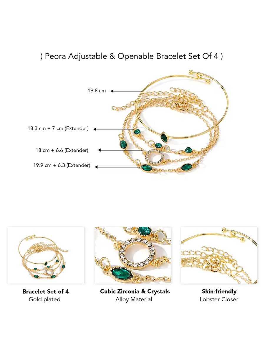 Set of 4 Emerald Glow Layered Bracelets