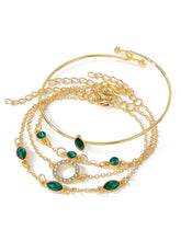 Set of 4 Emerald Glow Layered Bracelets