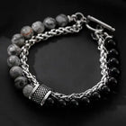 Textured Elegance Stone & Chain Bracelet