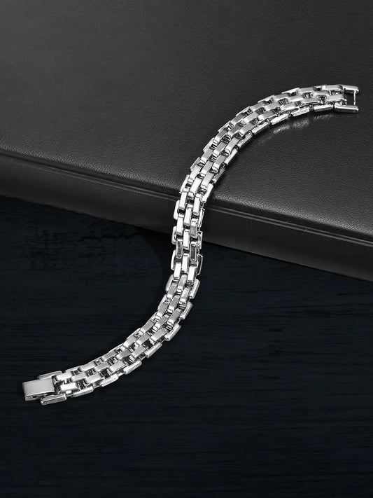 Men’s Heavy Box-Link Silver Bracelet