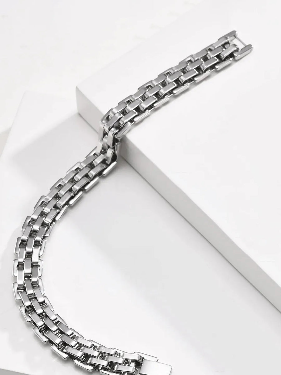 Men’s Heavy Box-Link Silver Bracelet