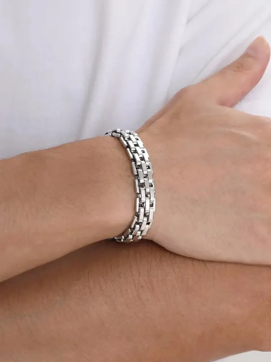 Men’s Heavy Box-Link Silver Bracelet