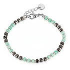Peora Silver Mint Green Beaded Bracelet