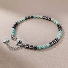Peora Silver Mint Green Beaded Bracelet