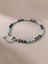 Peora Silver Mint Green Beaded Bracelet