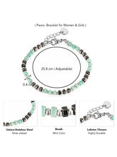 Peora Silver Mint Green Beaded Bracelet
