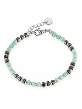 Peora Silver Mint Green Beaded Bracelet
