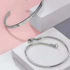 Minimal Silver Cuff & Chain Bracelet Combo