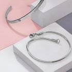 Minimal Silver Cuff & Chain Bracelet Combo