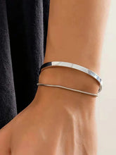 Minimal Silver Cuff & Chain Bracelet Combo