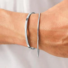 Minimal Silver Cuff & Chain Bracelet Combo