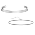 Minimal Silver Cuff & Chain Bracelet Combo